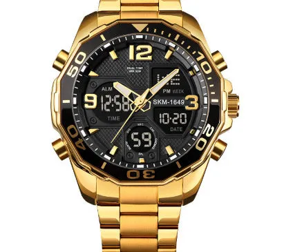 Southeast Asian spiral stainless steel young men's watch with 48mm dial in black finish
