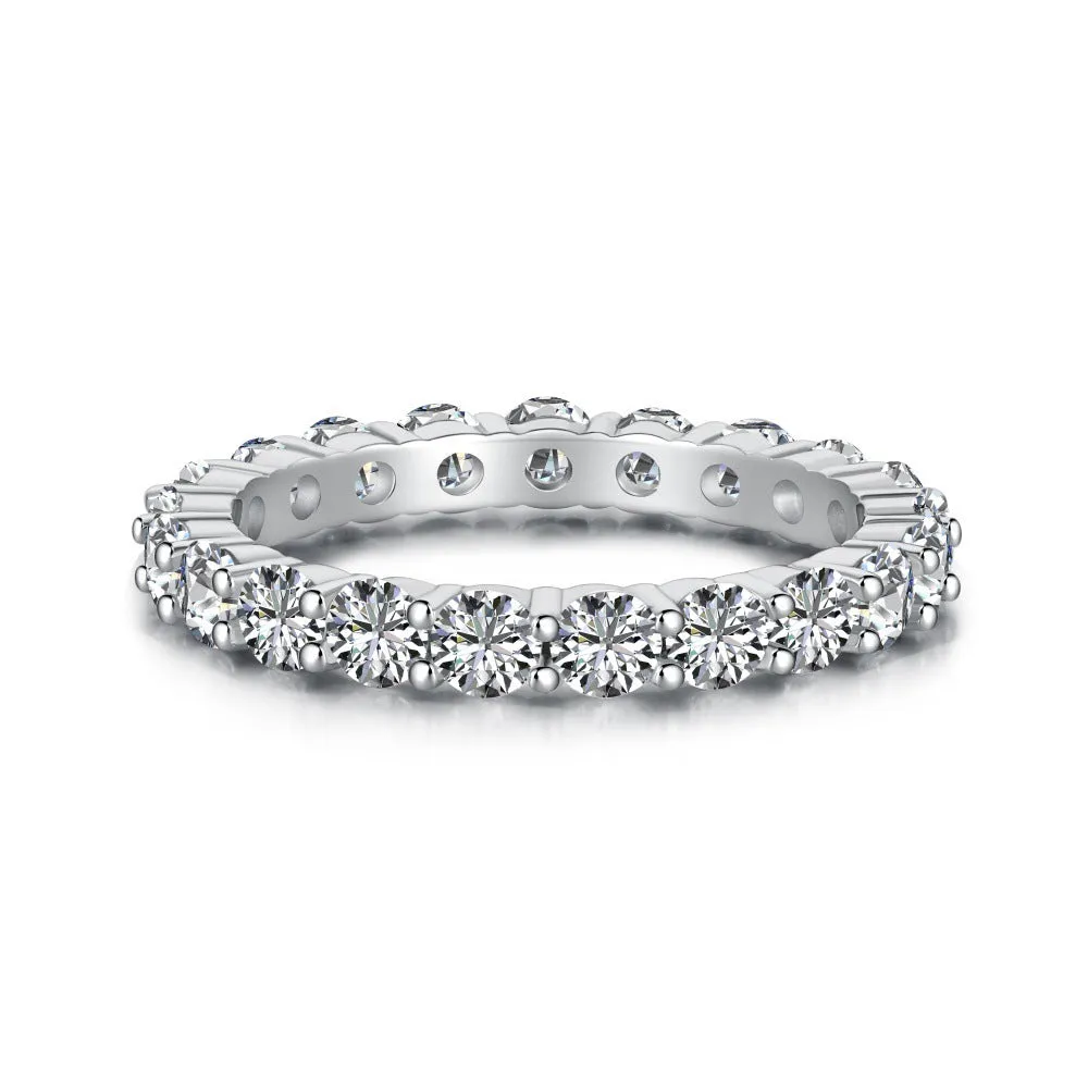 European American style S925 sterling silver geometric round ring for women
