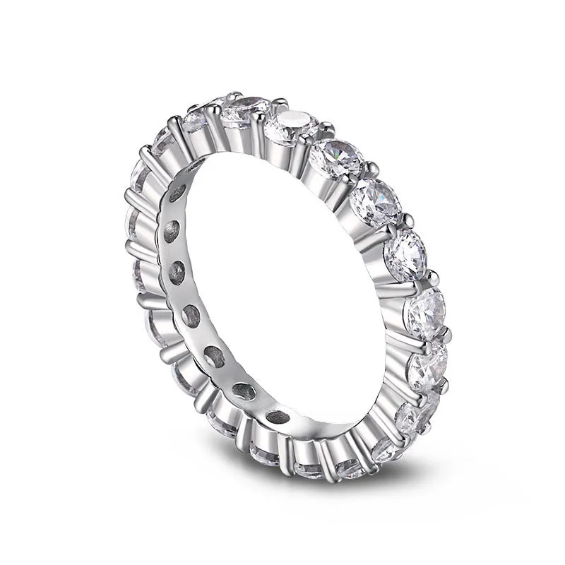 European American style S925 sterling silver geometric round ring for women