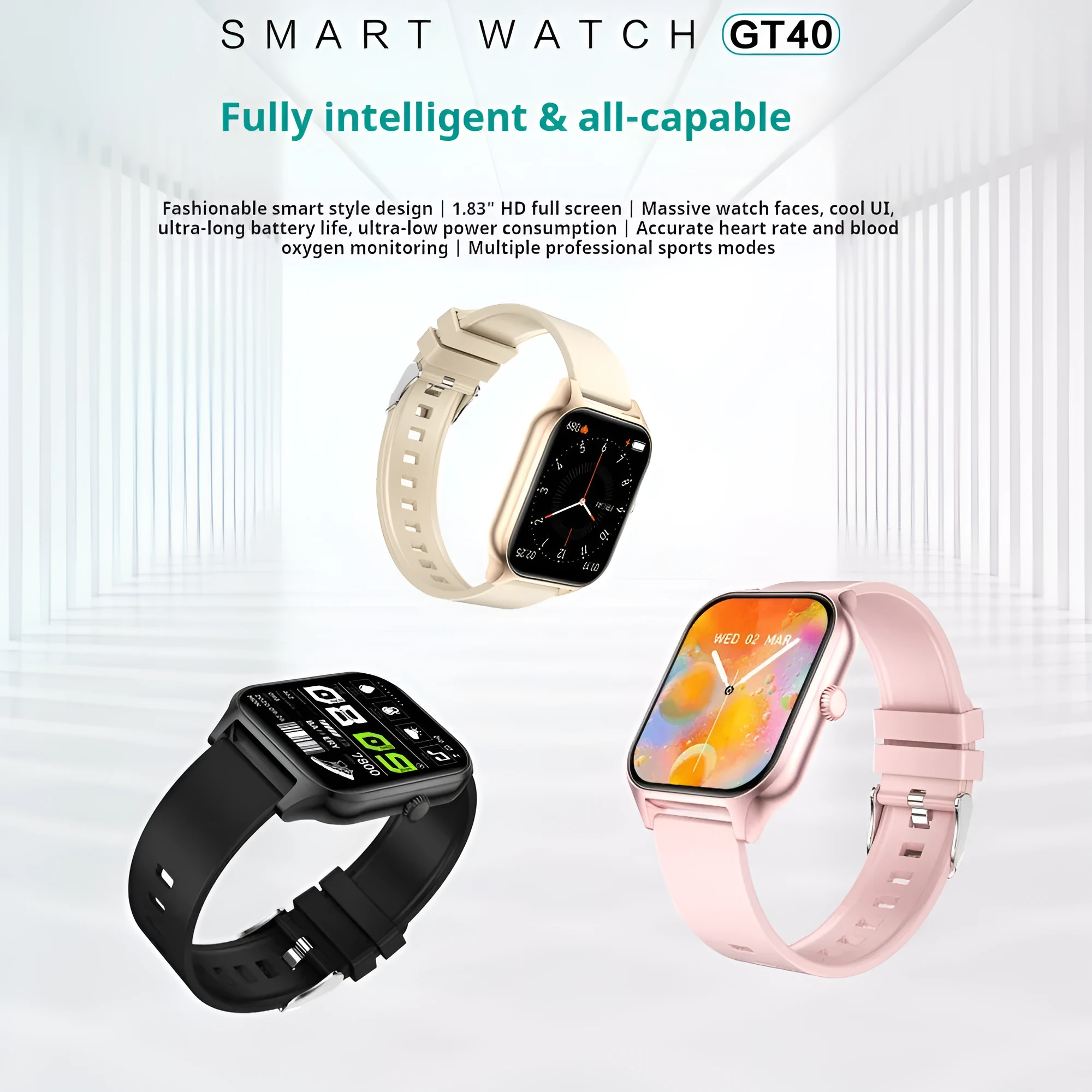 Multi-sport mode custom dial sleep monitoring step counting watch with alloy body in gold colour on wrist