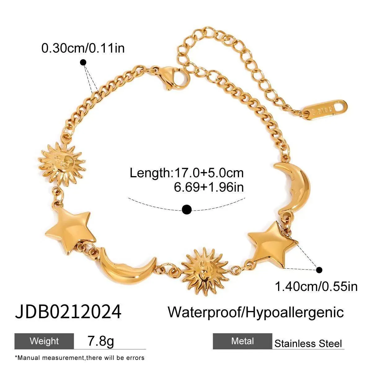Women's stainless steel bracelet with geometric sun motif light luxury jewellery non-fading ornament