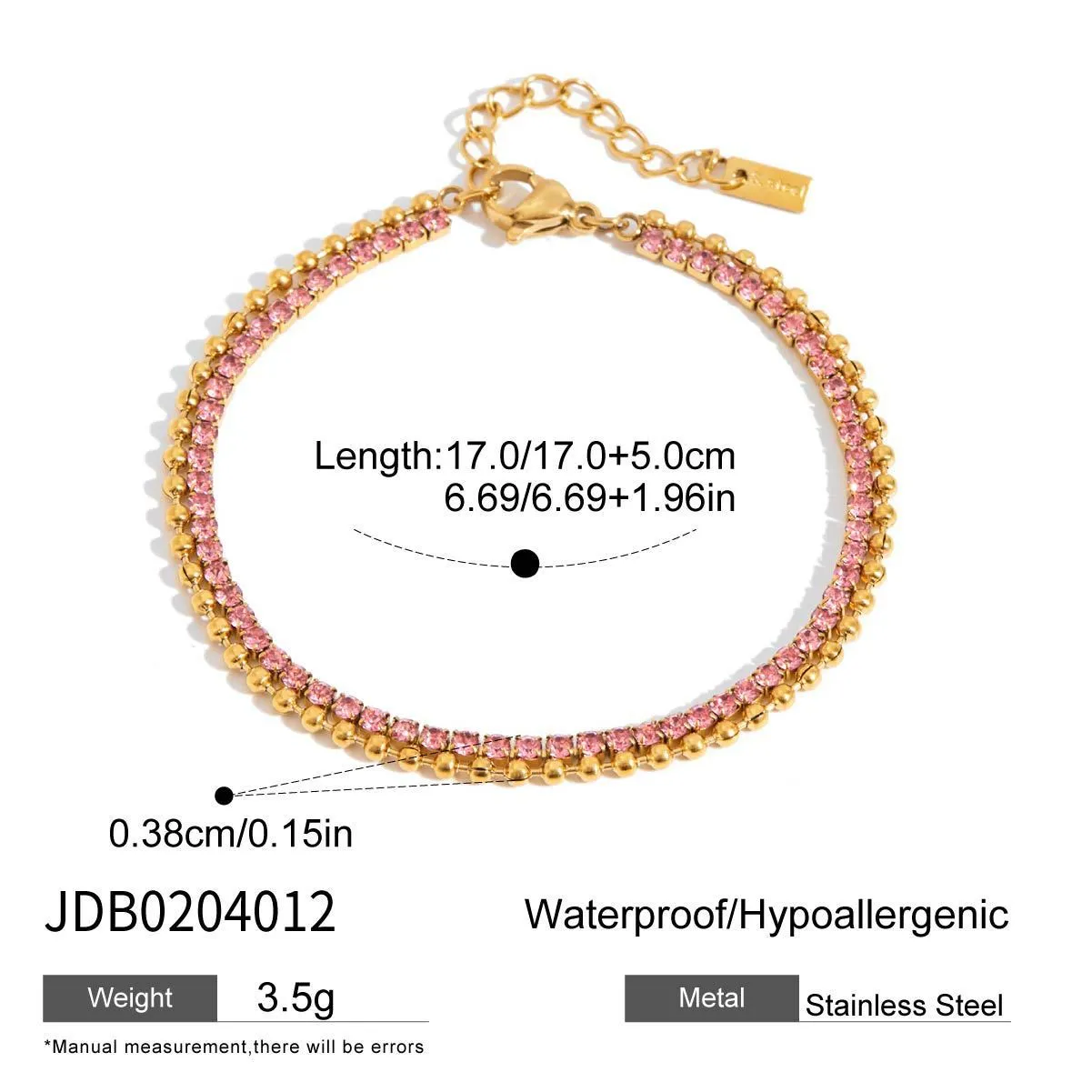 18K gold stainless steel claw chain bracelet for women, geometric design, three colour options JDB0204012 JDB0204012-S JDB0204004-S