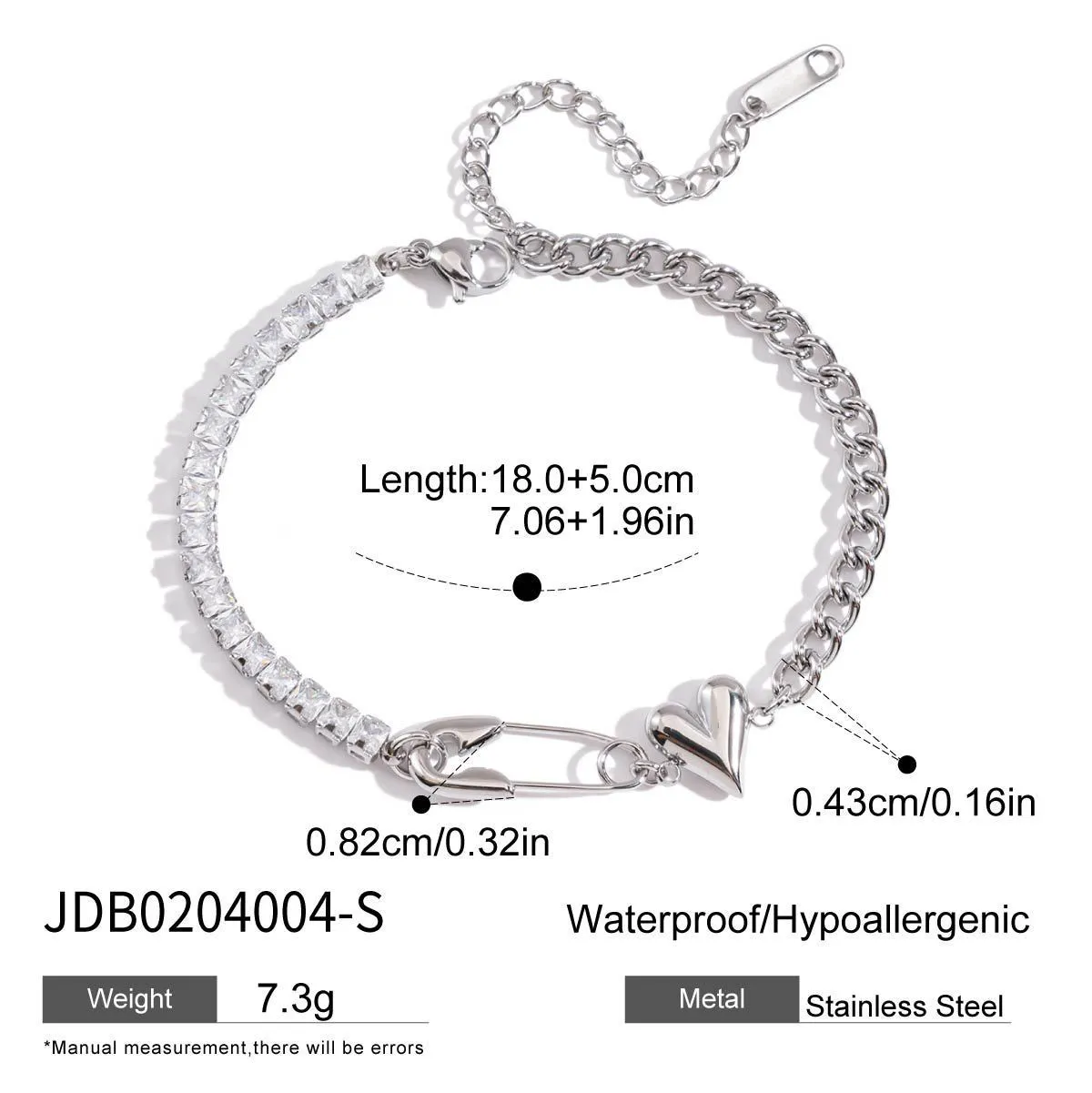 18K gold stainless steel claw chain bracelet for women, geometric design, three colour options JDB0204012 JDB0204012-S JDB0204004-S