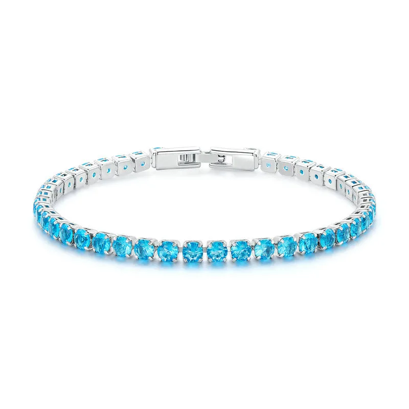 Silver gold-plated simple fashion zircon bracelet for women with cubic zirconia stones