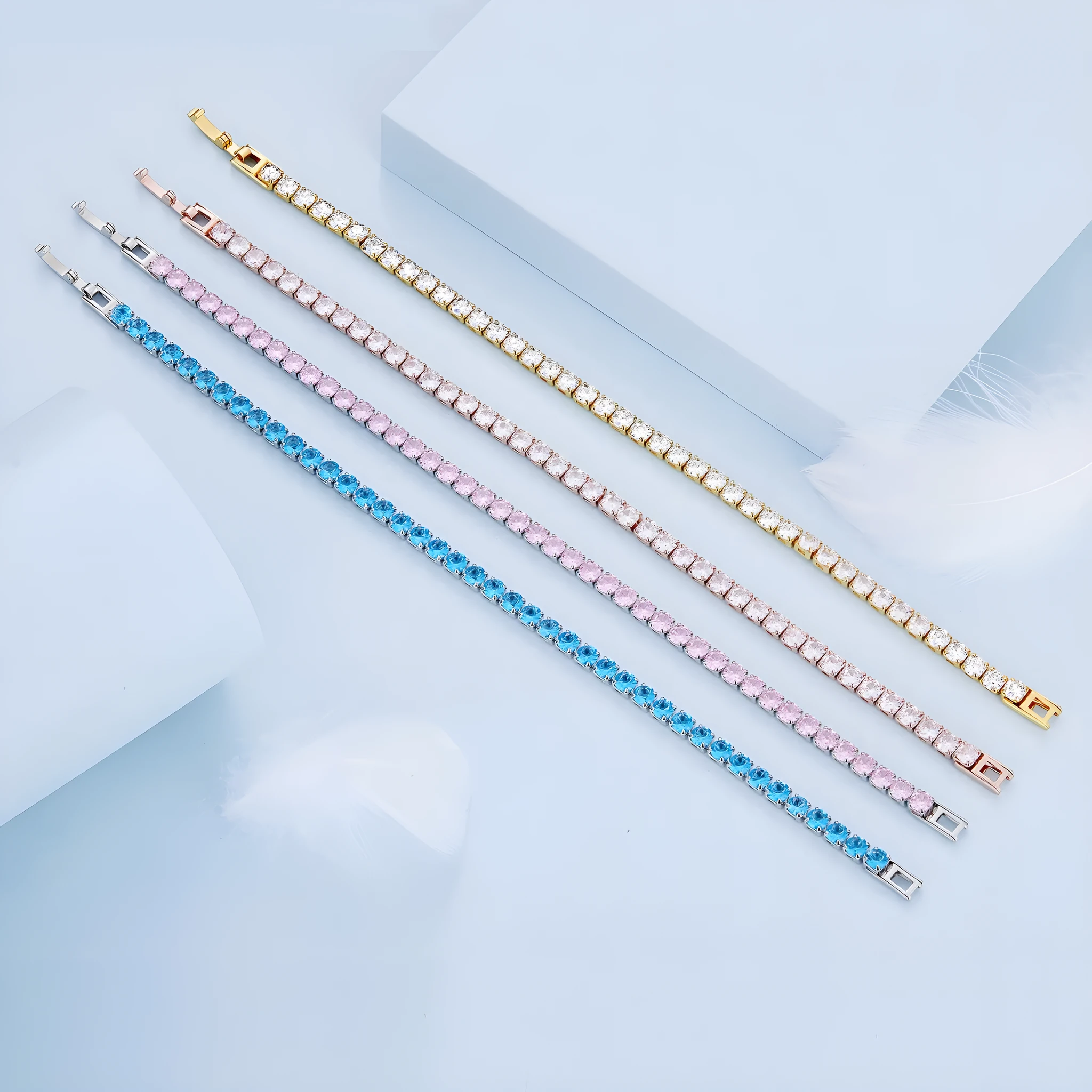Silver gold-plated simple fashion zircon bracelet for women with cubic zirconia stones