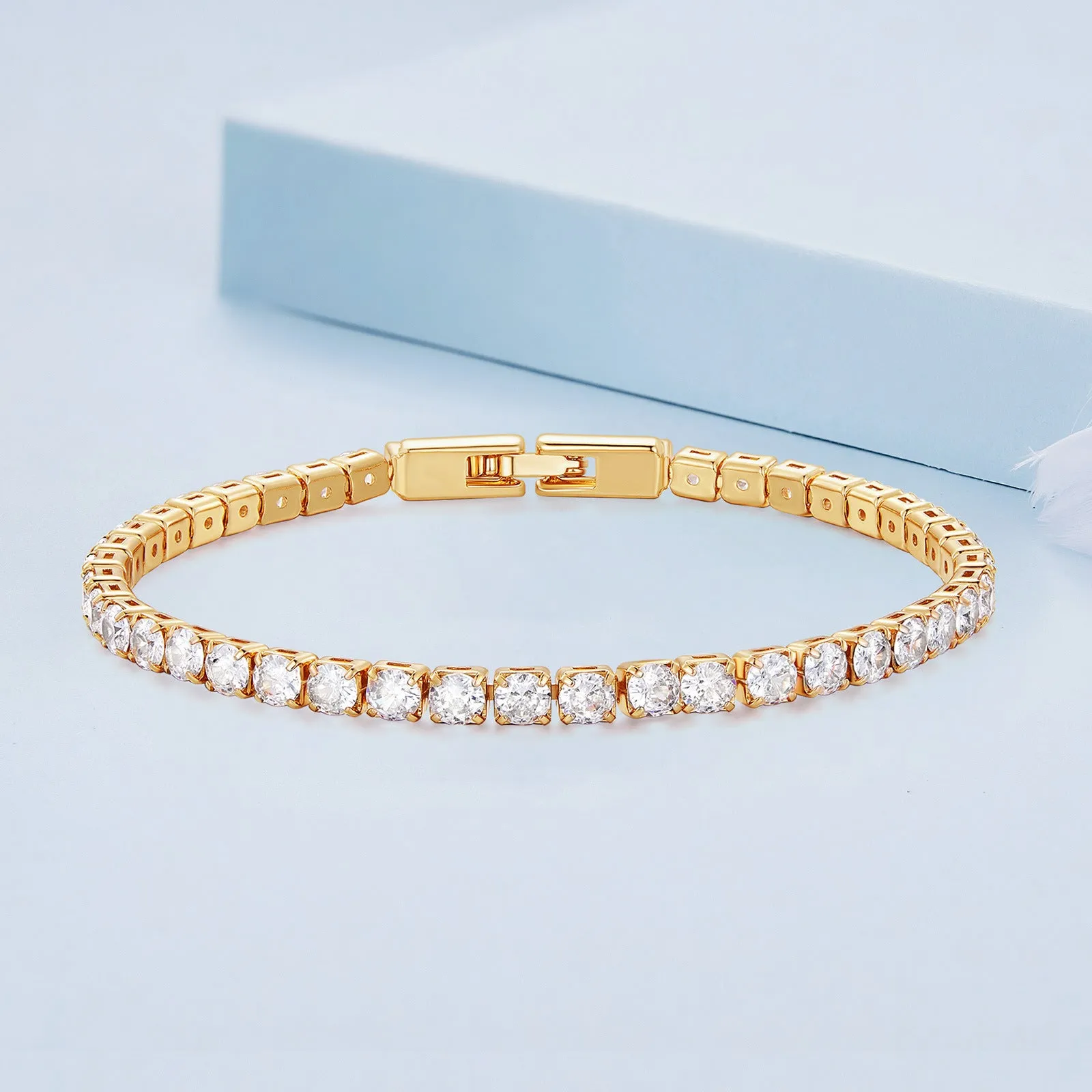 Silver gold-plated simple fashion zircon bracelet for women with cubic zirconia stones