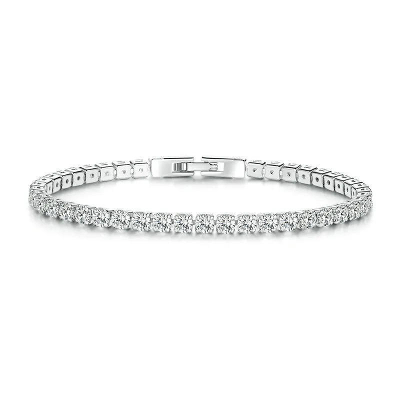 Silver gold-plated simple fashion zircon bracelet for women with cubic zirconia stones