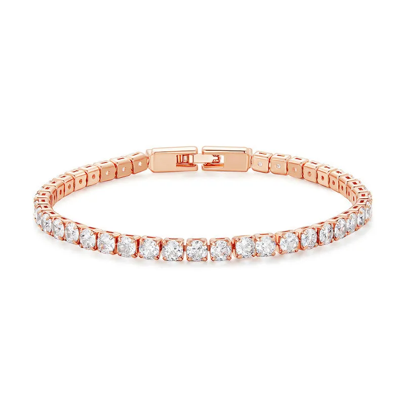 Silver gold-plated simple fashion zircon bracelet for women with cubic zirconia stones
