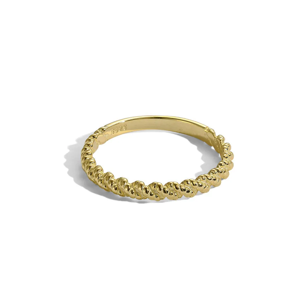 S925 sterling silver geometric twist ring with hexagon and octagon design, white gold colour, side view