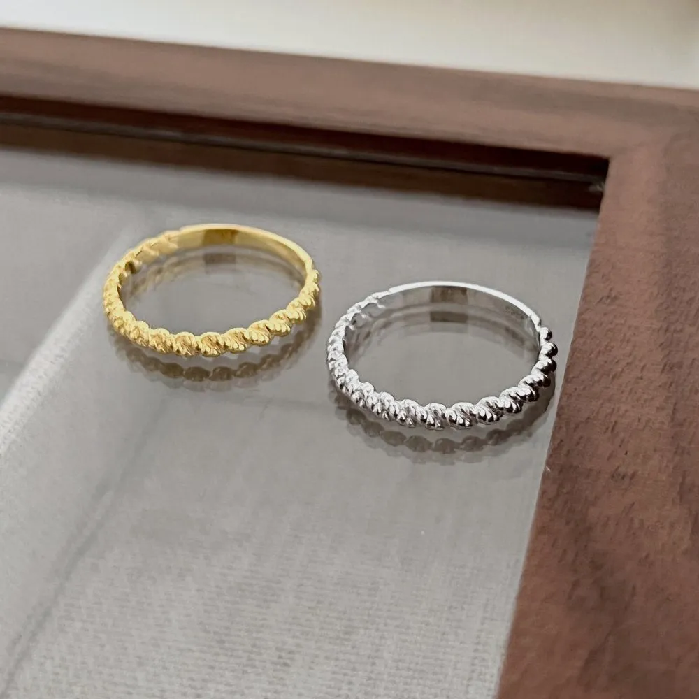 S925 sterling silver geometric twist ring with hexagon and octagon design, white gold colour, side view