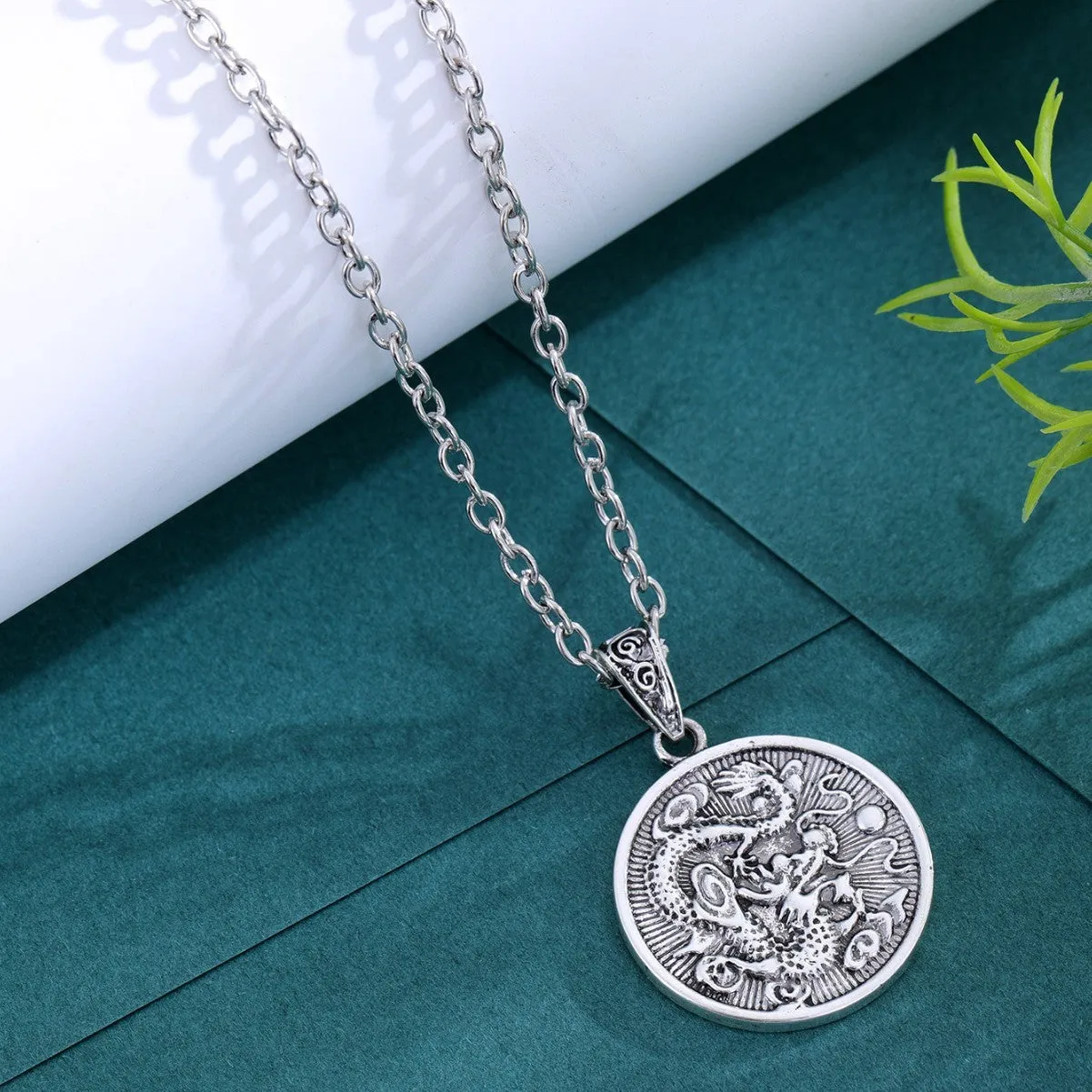 Retro titanium steel round hip hop style pendant in gold colour