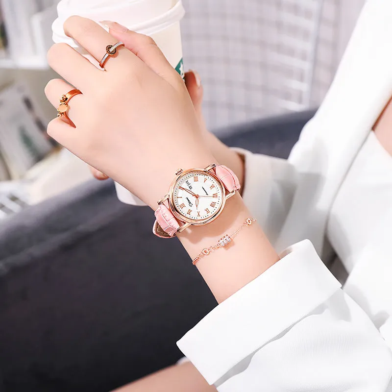 Women's automatic mechanical watch with 12mm thick case shown in various strap and dial colour options.