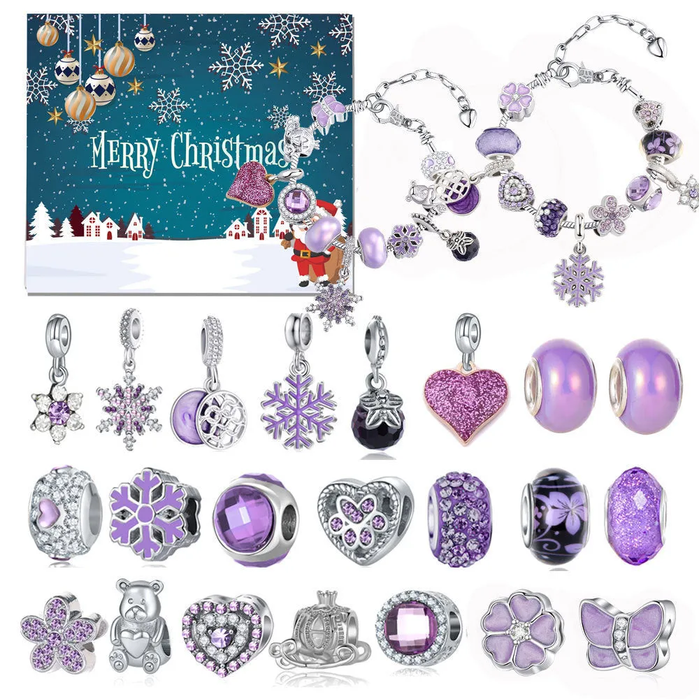 Christmas bead string jewellery gift box set with alloy beads in cartoon style featuring electroplated finish
