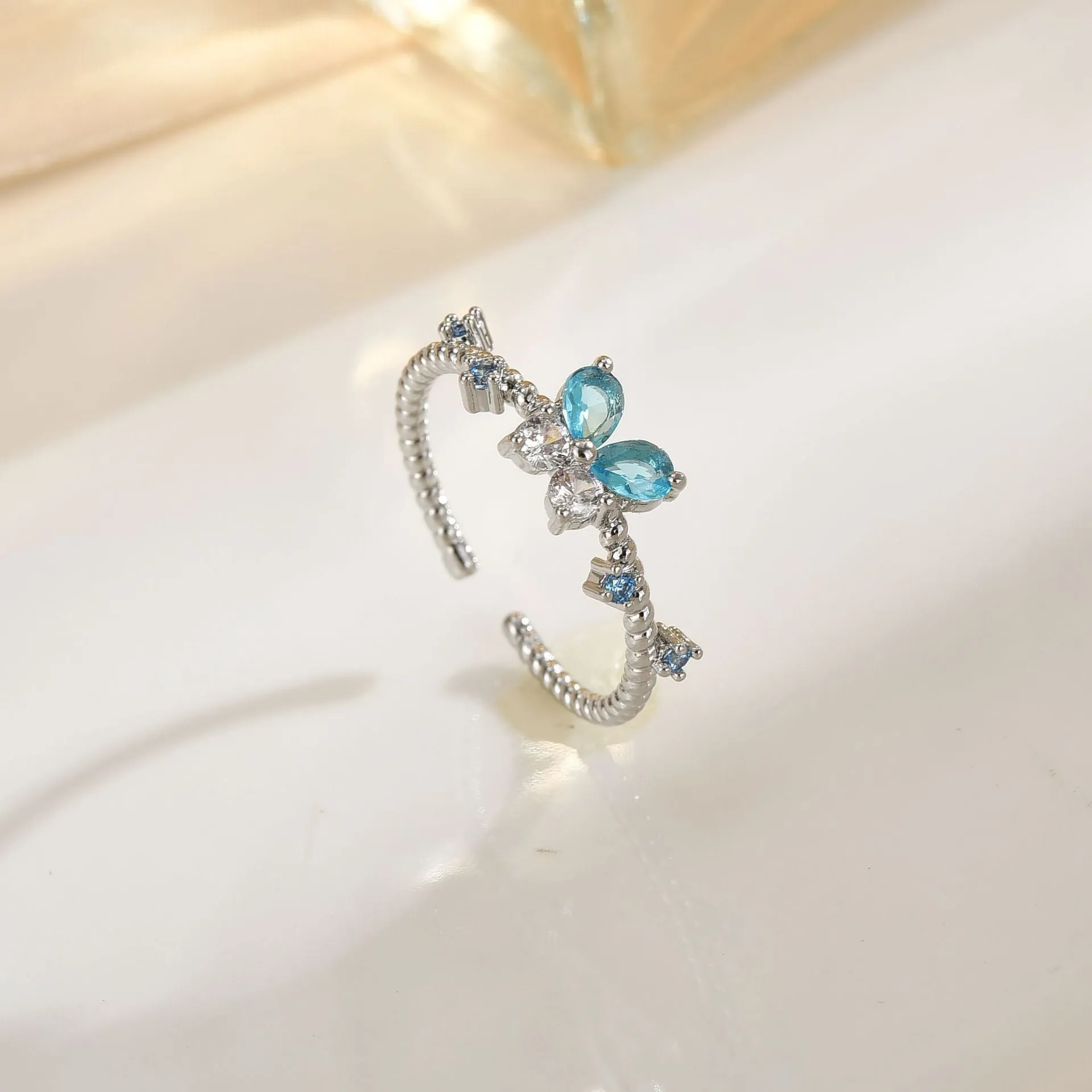 Butterfly Adjustable Ring for Women Copper Electroplated Gold Silver French Simplicity Fashionable All-match Luxury Everyday Wear Stackable Ring