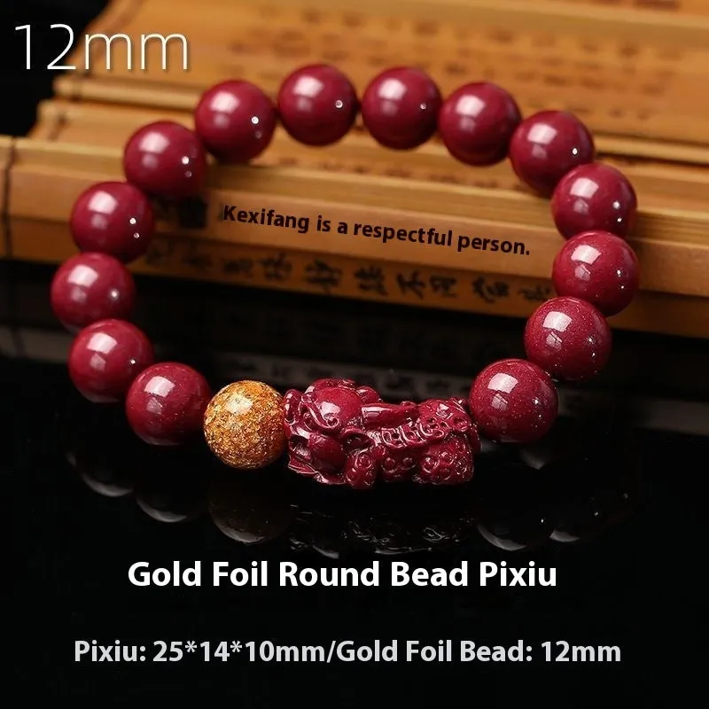 Purple gold sandstone cinnabar bracelet with totem design showing polished beads in three size options