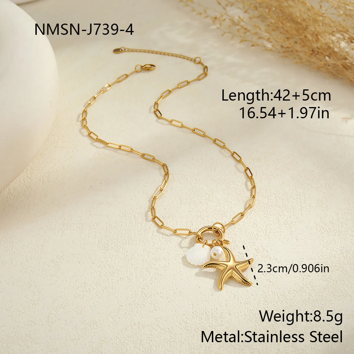 Gold-plated beaded stainless steel double layer twin chain clavicle necklace for women with colourful geometric links