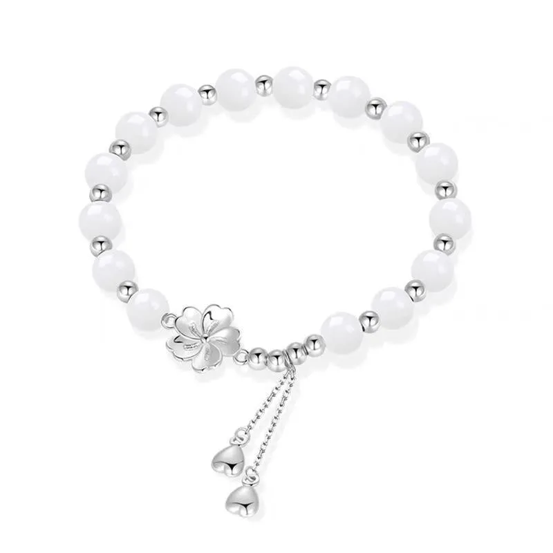 New Chinese Ins style beaded couple bracelet with resin flower design in S493 colours
