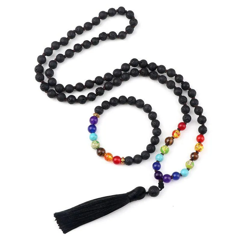 Handmade alloy volcano white turquoise natural stone bracelet with obsidian, lava, and tiger eye beads