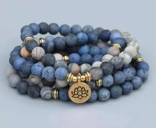 Handmade alloy volcano white turquoise natural stone bracelet with obsidian, lava, and tiger eye beads