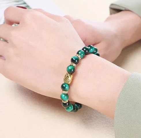 Handmade alloy volcano white turquoise natural stone bracelet with obsidian, lava, and tiger eye beads