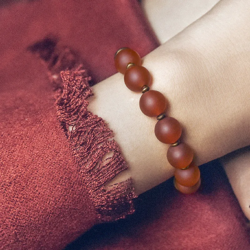 Retro style ethnic couples bracelet made from natural green and red agate stone beads.