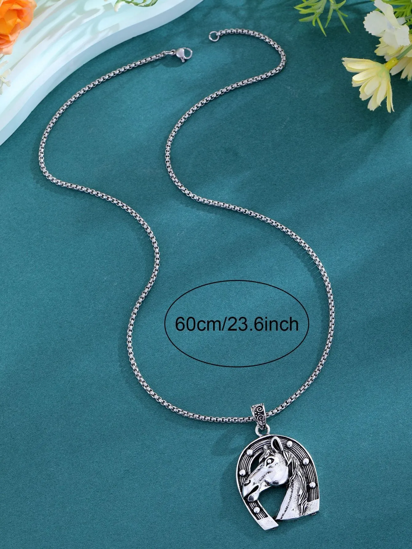 Men's hip-hop titanium steel animal pendant necklace in Zodiac Horse colour for instant success style