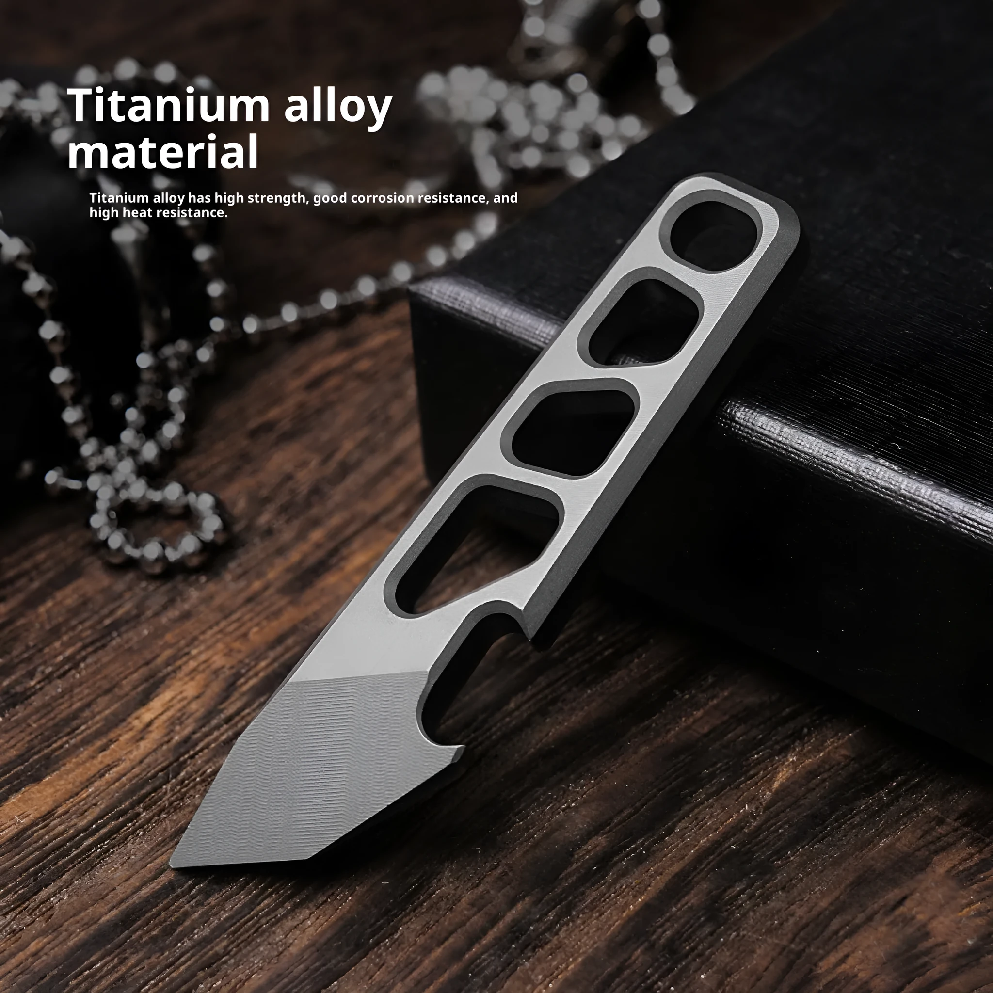 Titanium alloy mini wrecking bar bottle opener key ring in silver, model FC11