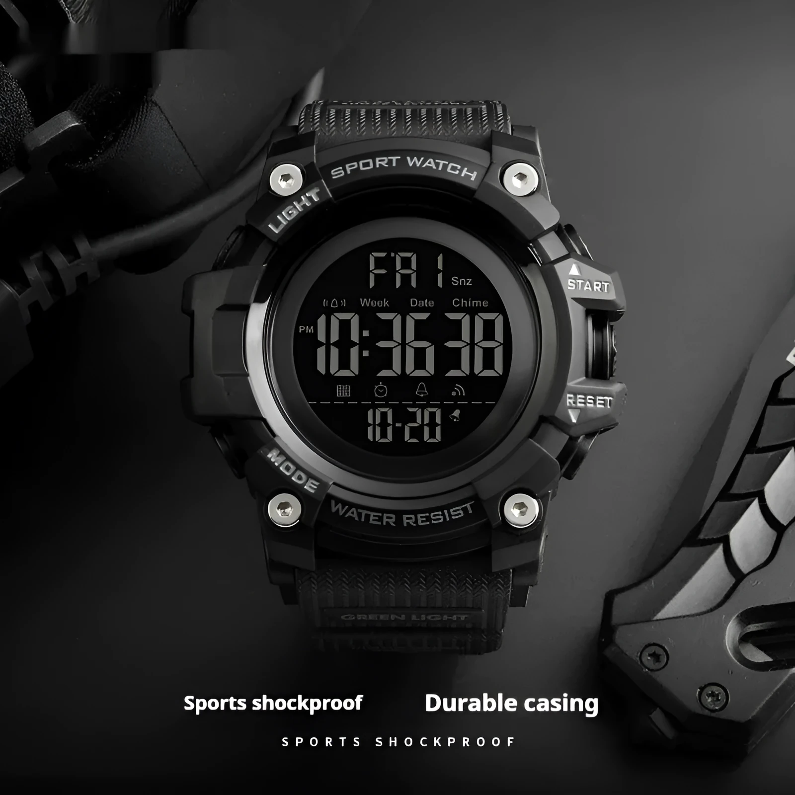 Men's outdoor camouflage electronic watch with sports style and button cell battery