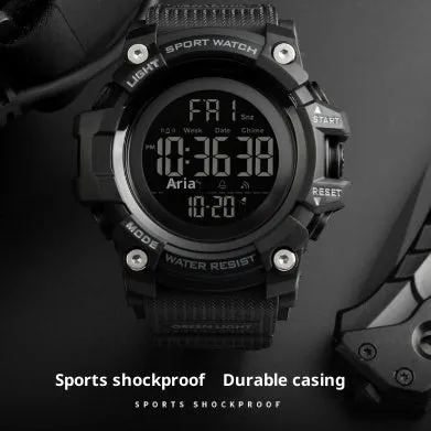 Men's outdoor camouflage electronic watch with sports style and button cell battery