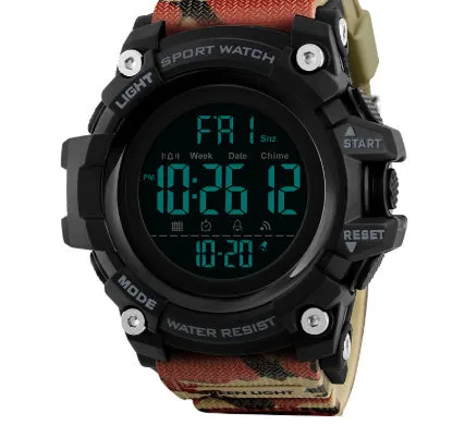 Men's outdoor camouflage electronic watch with sports style and button cell battery