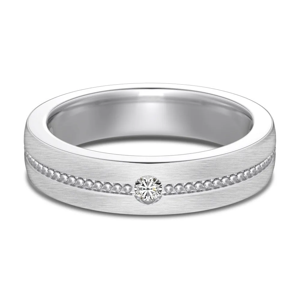 S925 sterling silver geometric ring with cubic zirconia inlay, unisex, platinum finish