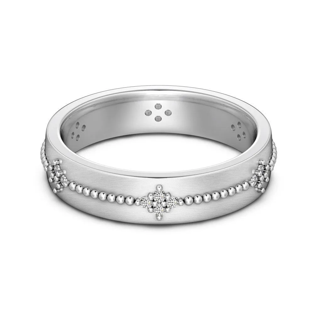 S925 sterling silver geometric ring with cubic zirconia inlay, unisex, platinum finish