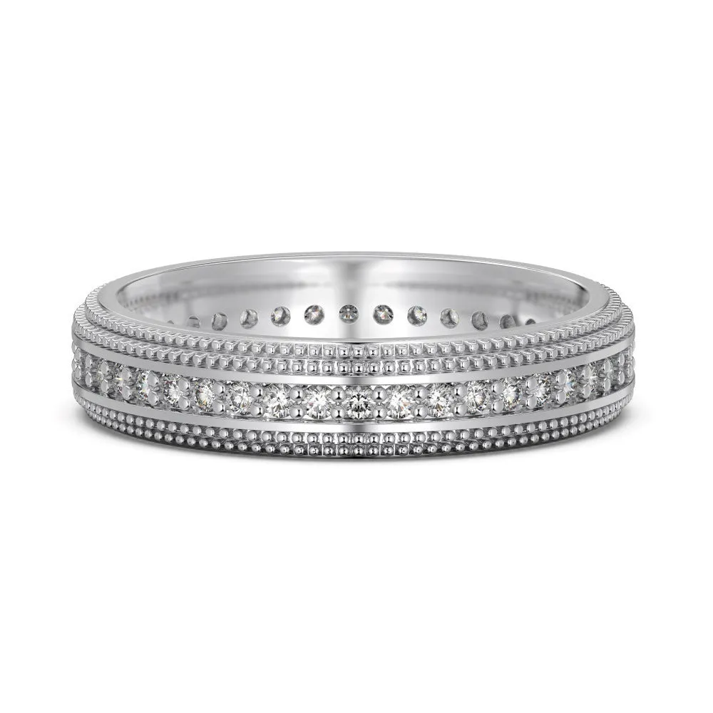S925 sterling silver couple rings geometric design electroplated finish platinum colour side view