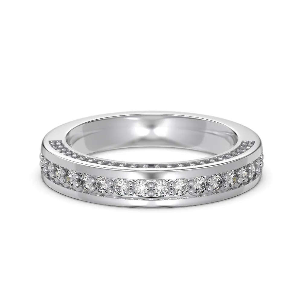 S925 sterling silver ring for women with white gold electroplated finish, geometric shape, available sizes 5 to 9