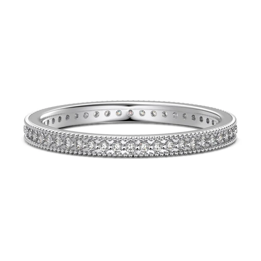 Sterling silver ring with electroplated platinum finish, geometry shape, round element, unisex size option.