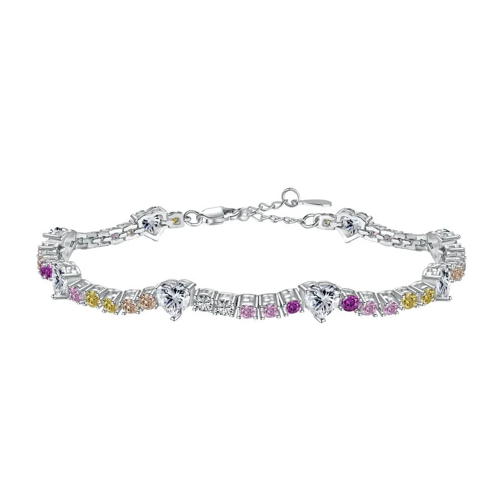 S925 sterling silver heart-shaped geometric bracelet for women in adjustable sizes 16cm 17cm 18cm