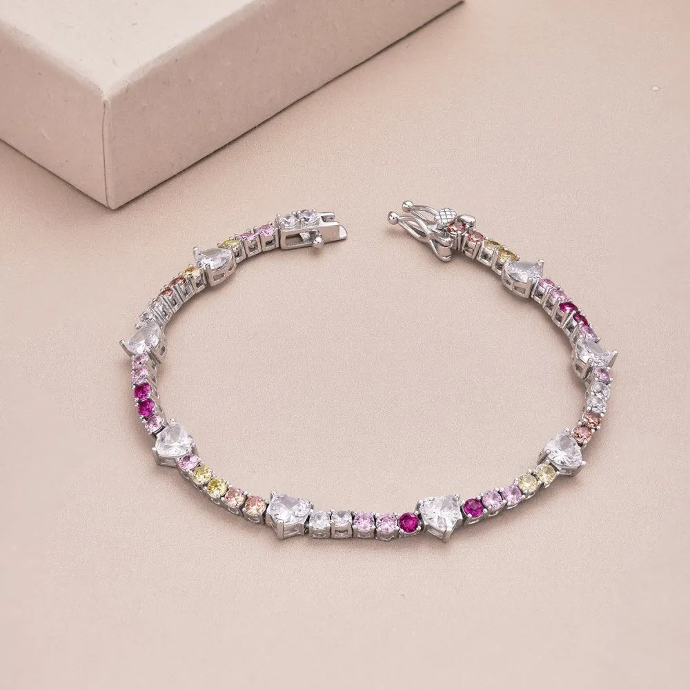 S925 sterling silver heart-shaped geometric bracelet for women in adjustable sizes 16cm 17cm 18cm