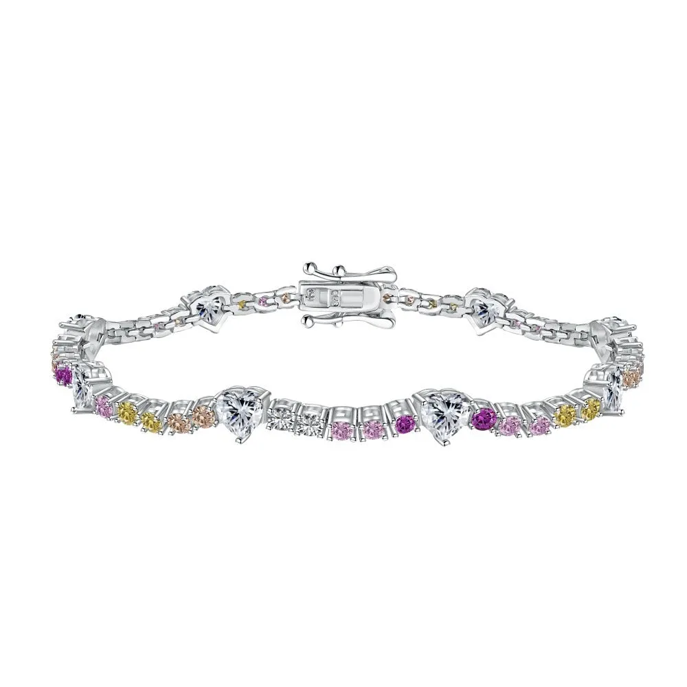 S925 sterling silver heart-shaped geometric bracelet for women in adjustable sizes 16cm 17cm 18cm