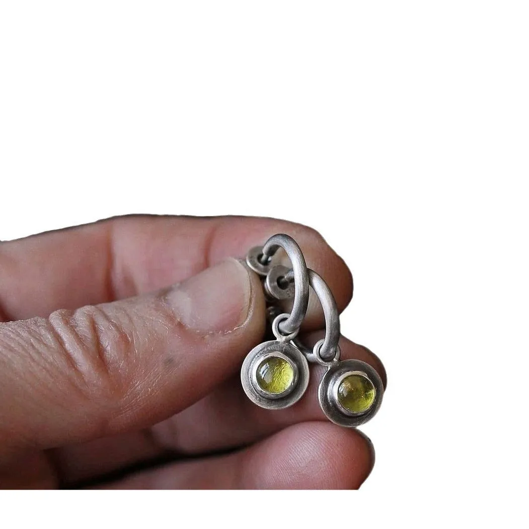 Simple round colourful beads circle ancient silver earrings with red blue green orange beads
