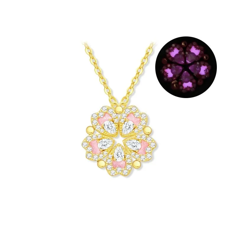 999 silver heart-shaped pendant clavicle chain with cross chain design in rose gold finish