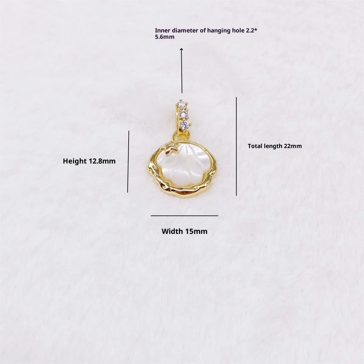 Copper plated 18K gold pearl shell DIY charm pendant in diamond skirt shape for jewellery making