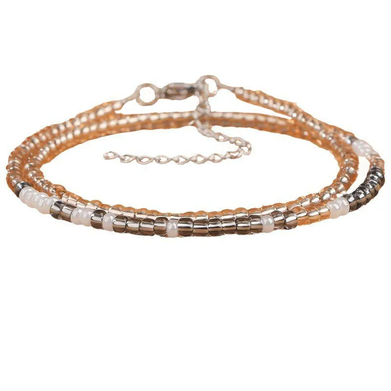 Moss password beads bracelet double-layer stainless steel crystal string beads geometric square pattern