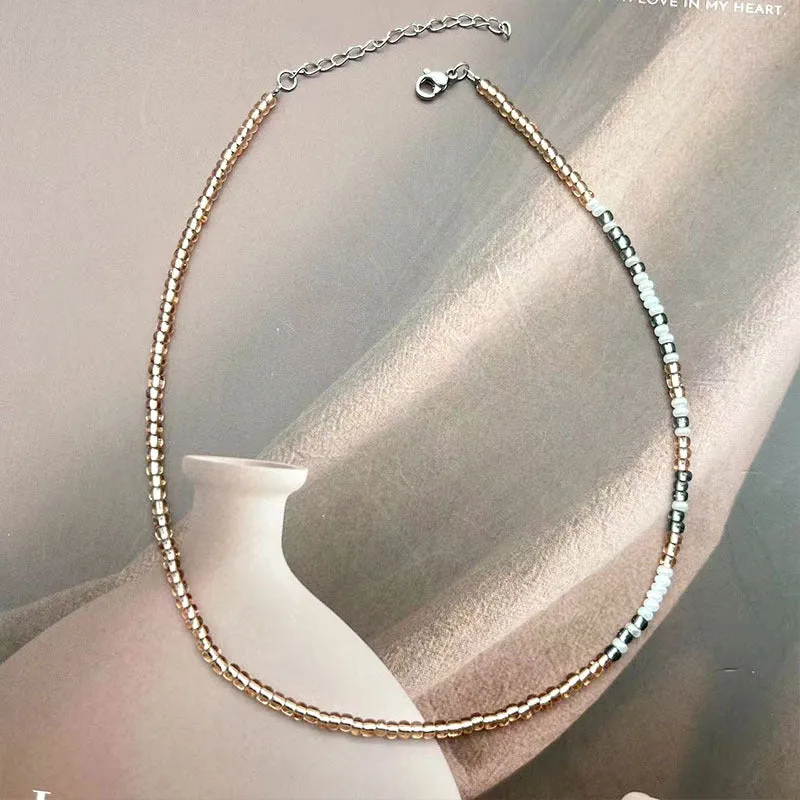 Moss password beads bracelet double-layer stainless steel crystal string beads geometric square pattern