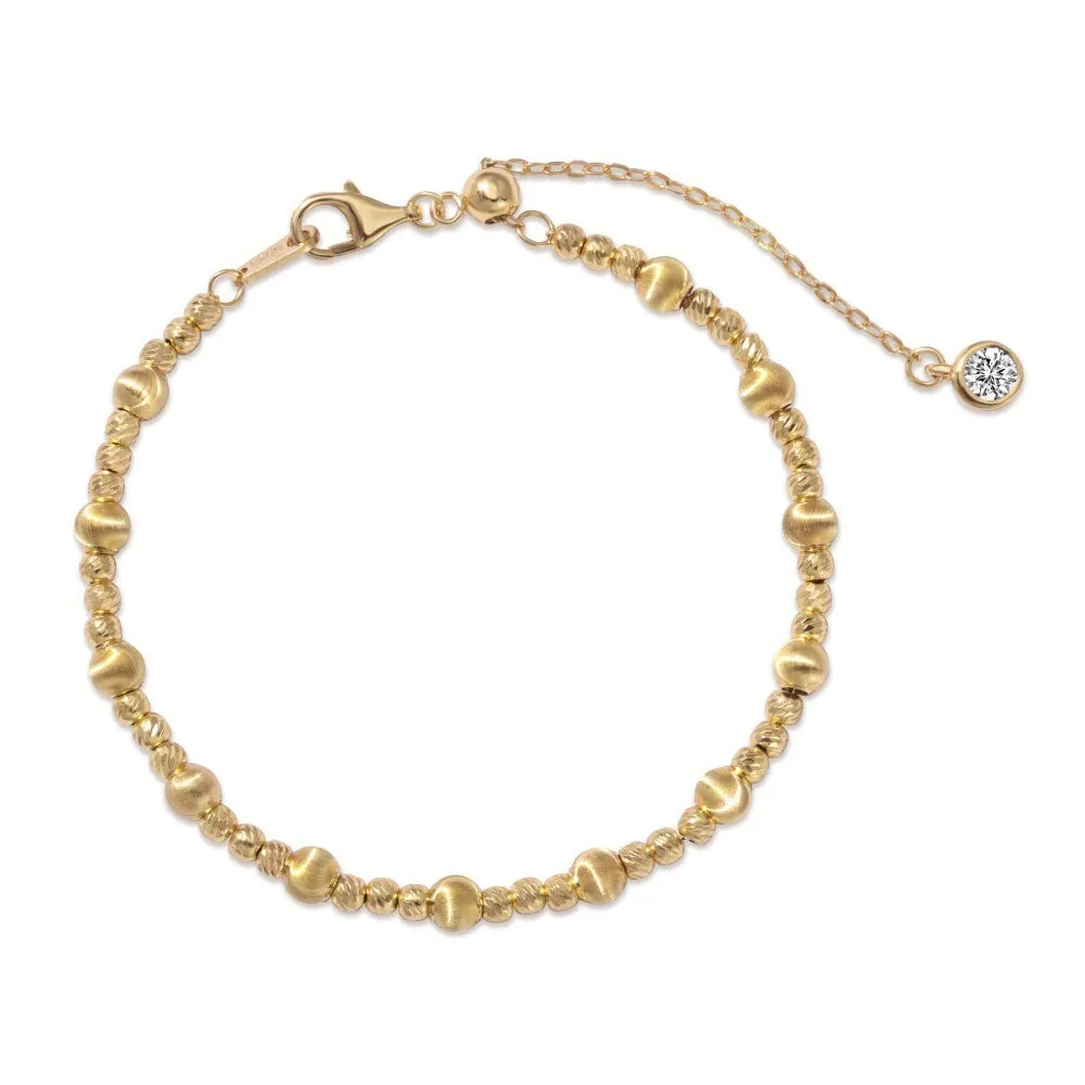 925 sterling silver cat's eye ball bracelet with carved links and brushed finish on white background