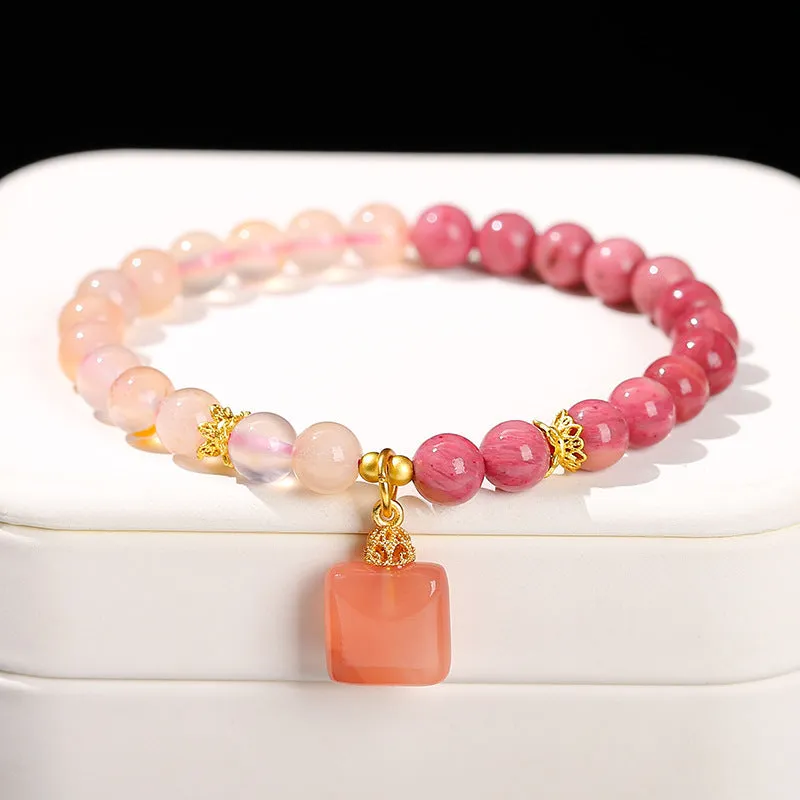 Green jade crystal bracelet with Chinese design handmade for women
