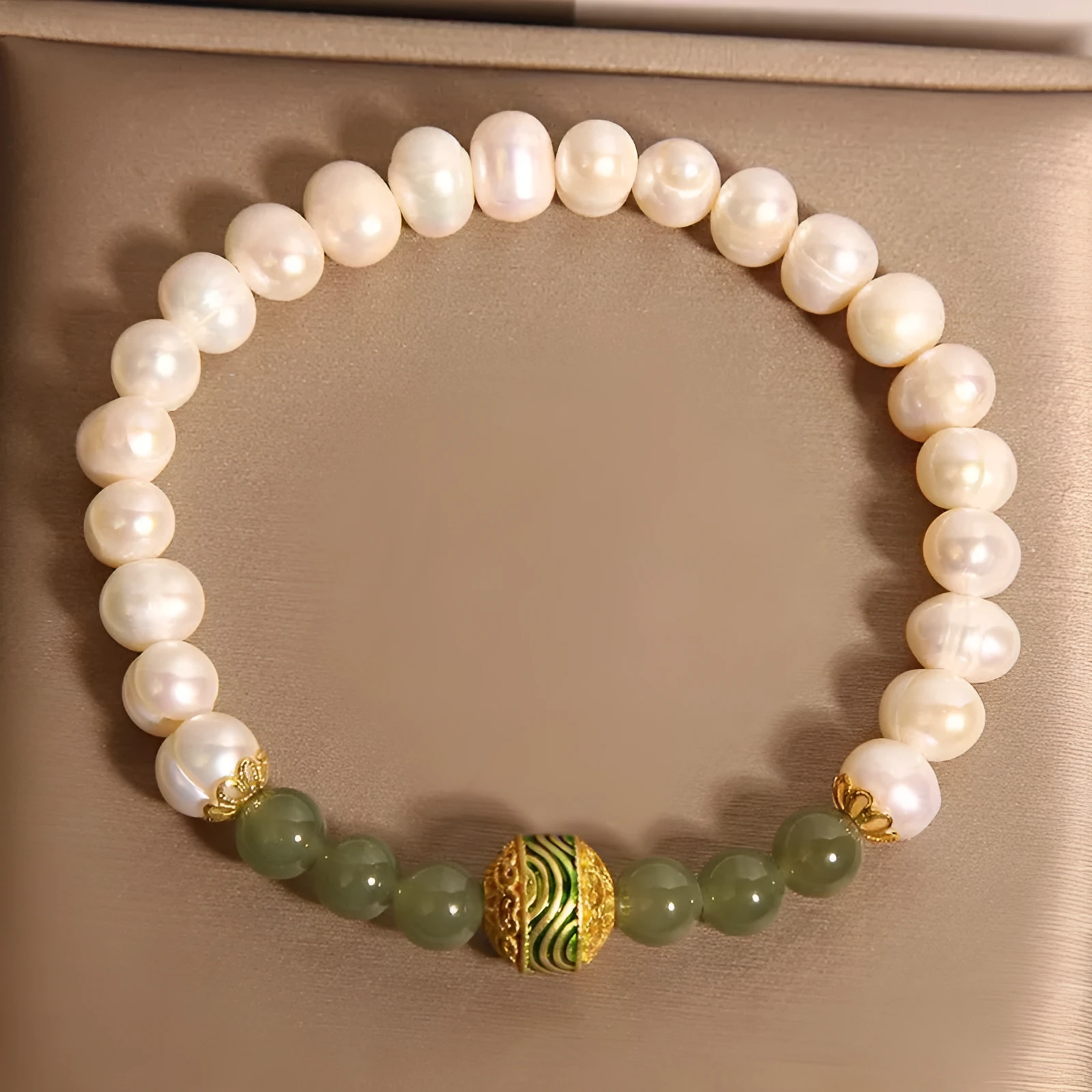 Natural pearl bracelet for women with jasper and enamel round beads in New Chinese light luxury style