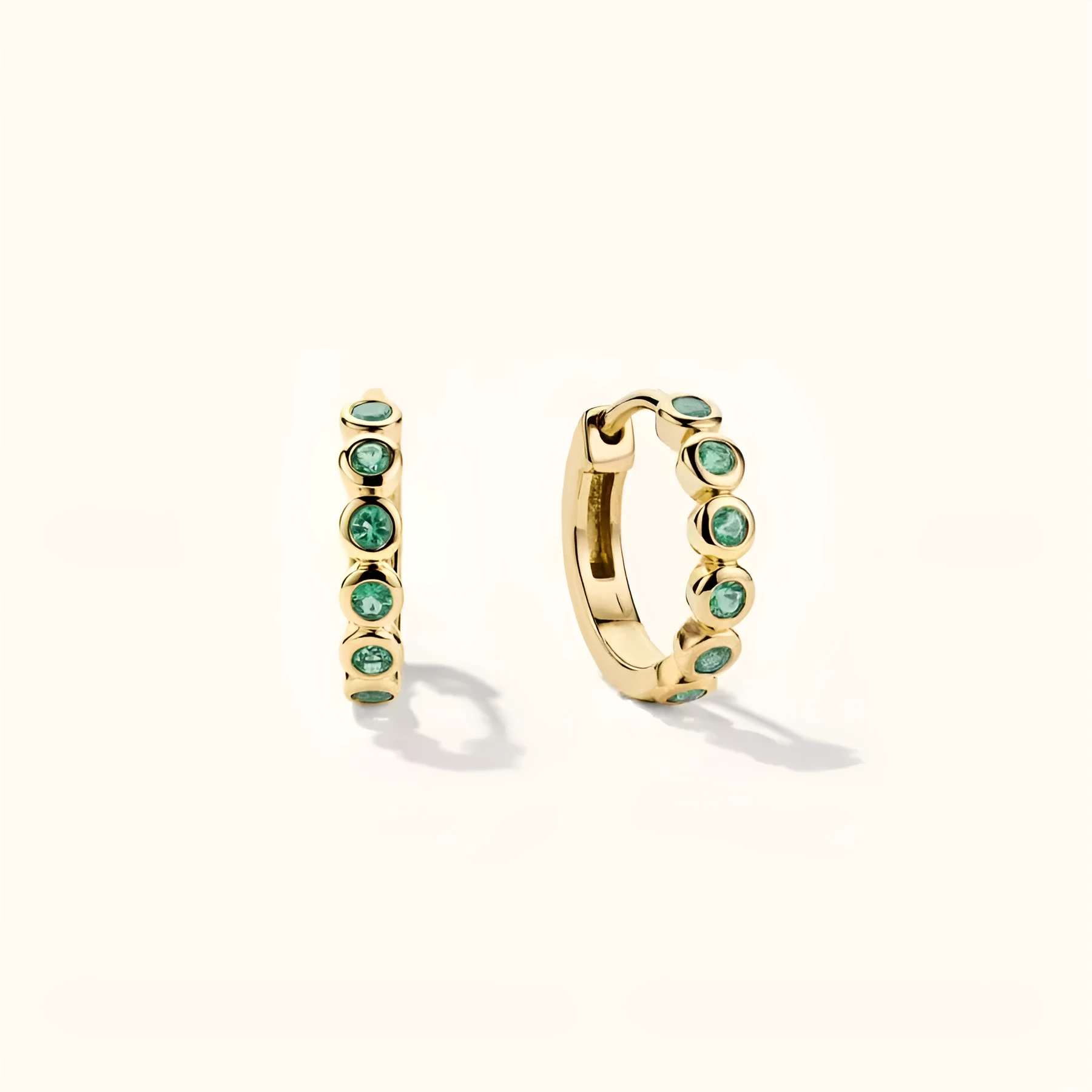 Gold tone S925 sterling silver geometric stud earrings with single inlaid zircon for women