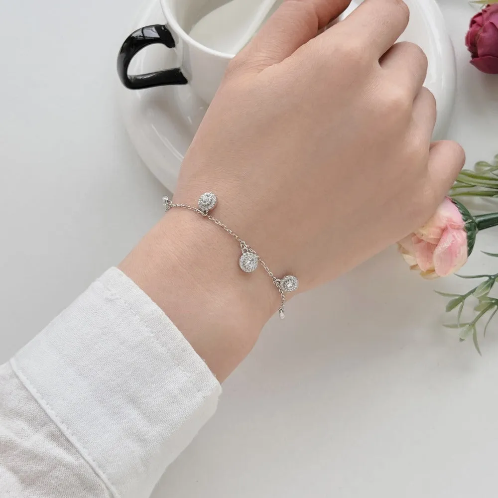 S925 sterling silver infinite symbol anklet with cubic zirconia in glossy finish gold colour
