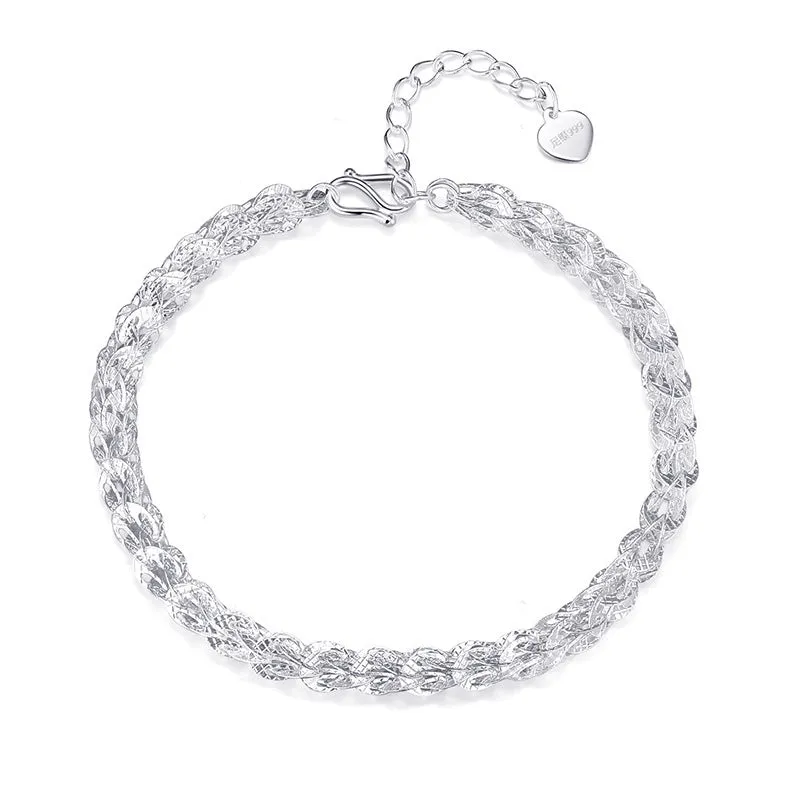 S999 pure silver phoenix tail bracelet for women, simple style, silver colour, 20cm length