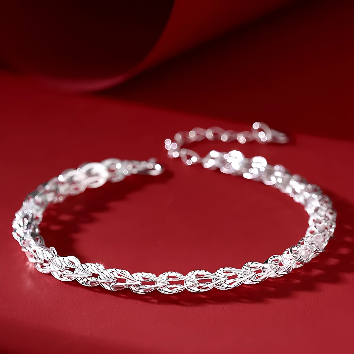 S999 pure silver phoenix tail bracelet for women, simple style, silver colour, 20cm length